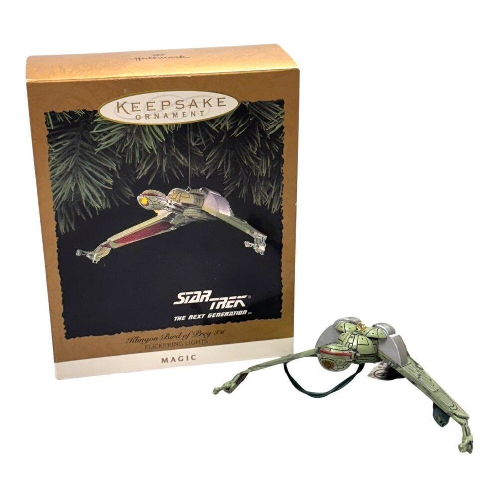 Star Trek Klingon Bird Of Prey Ornament Flickering Lights Hallmark Keepsake 1994